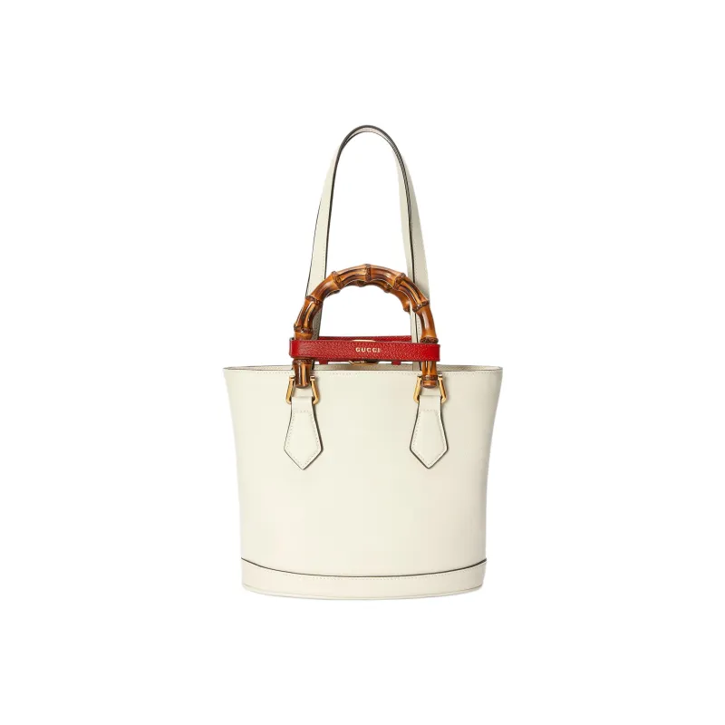 GUCCI Diana Leather Tote Bag Shopping Bag Handbag Small Size Women's White-3