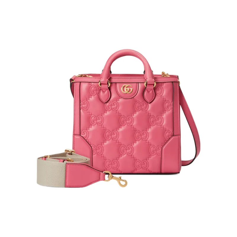 GUCCI GG Matelassé Leather Tote Crossbody Bags Handbags Mini Women's Pink-4