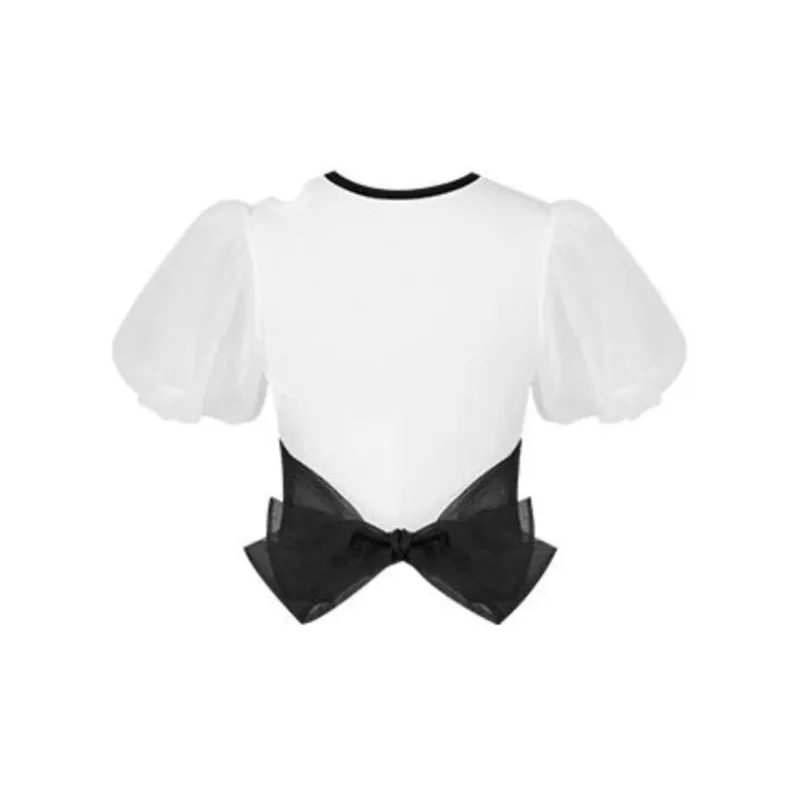 TAMMY TANGS Crop Top Women's Black White-1