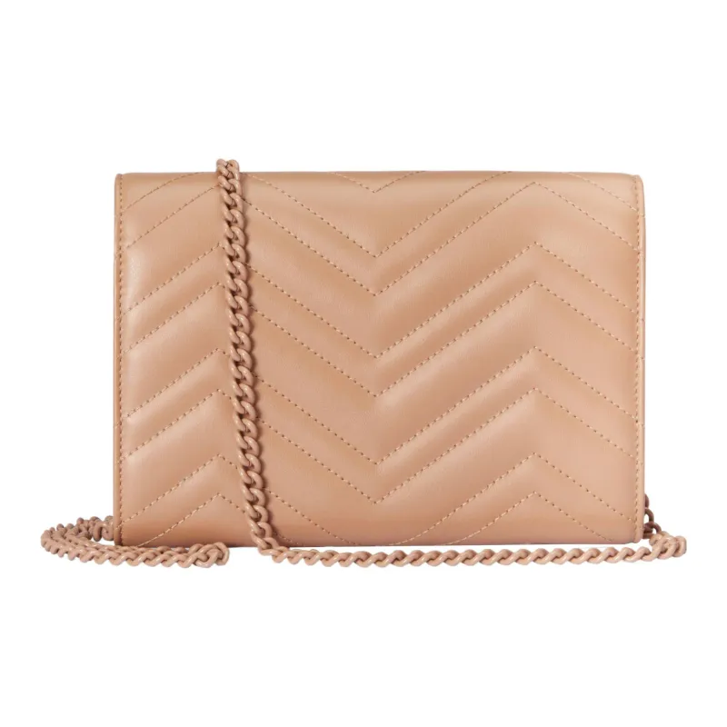 GUCCI GG Marmont Leather Shoulder Bag, Crossbody Bag Mini Women's Beige-2