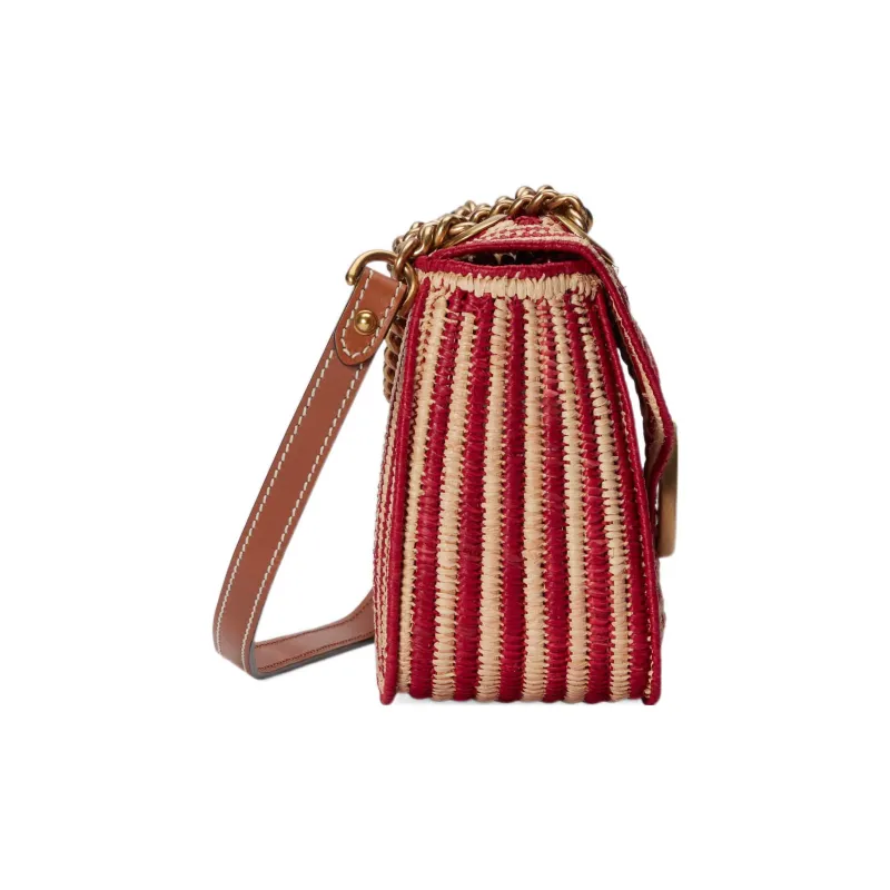 GUCCI GG Marmont Woven Straw Portable Crossbody Bag, Shoulder Bag Women's-3
