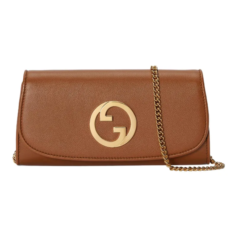 GUCCI Blondie Leather Shoulder Bag Crossbody Bag Wallets Women's Brown-0