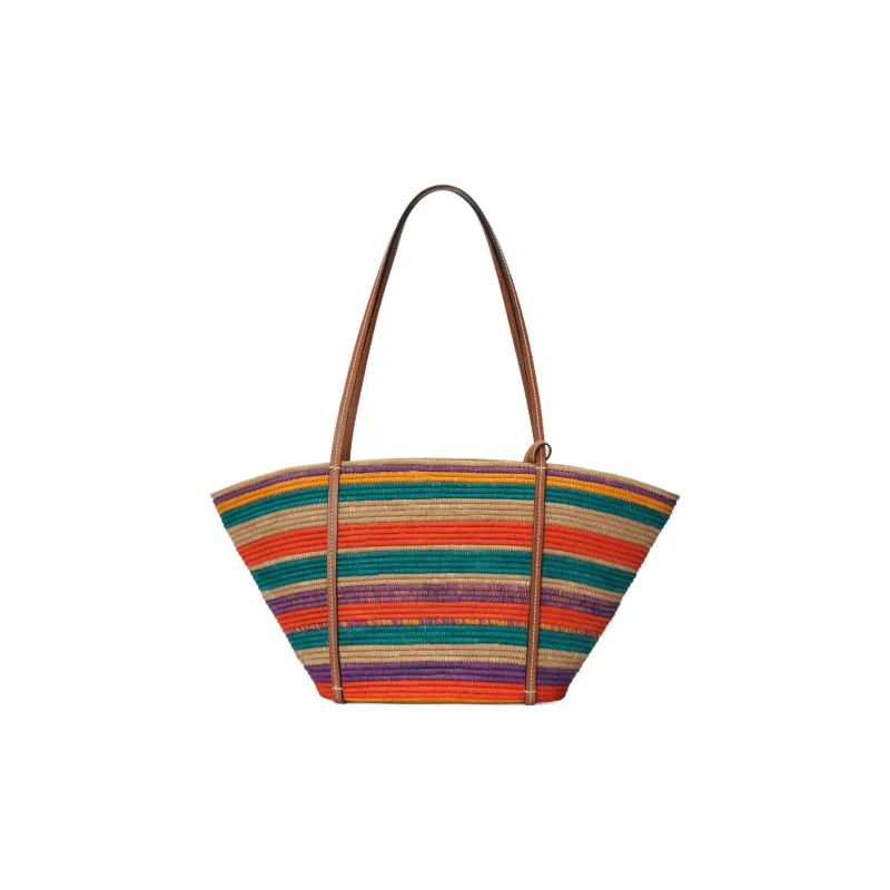 GUCCI Blondie Raffia Leather Trim Tote Bag Shopping Bag Handbag Small Size Women's Multicolor-3