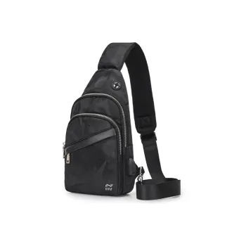 QING QI ZHE Nylon Crossbody Bag Shoulder Bag Sling Bag Regular Men's Camouflage Black