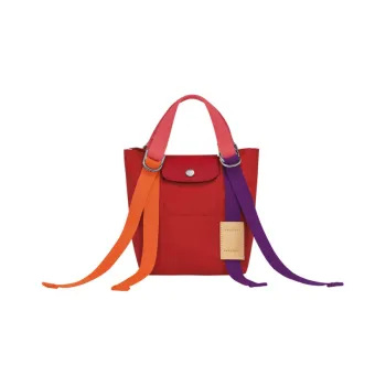 LONGCHAMP Le Pliage Re play Canvas With Leather Trim One Shoulder Canvas Bag Handbag Small Size Women's Red