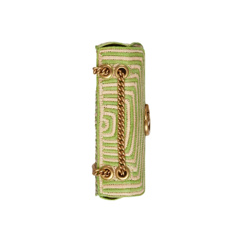 GUCCI GG Marmont Woven Straw Portable Crossbody Bag, Shoulder Bag Women's Light Green-4