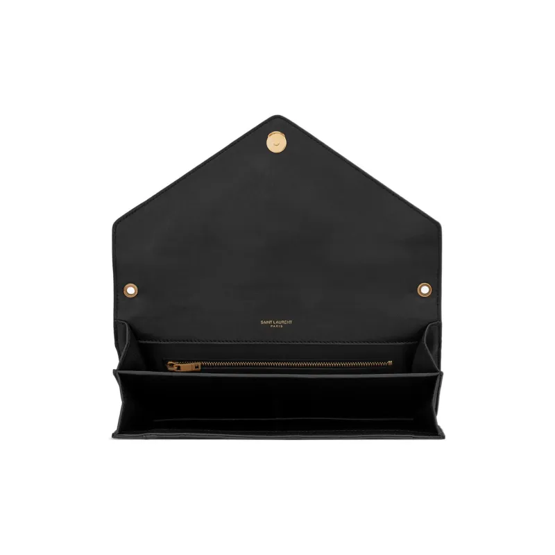 SAINT LAURENT GABY Lambskin Envelope Bag, Shoulder Bag, Crossbody Bag, Handbag Women's Black-5
