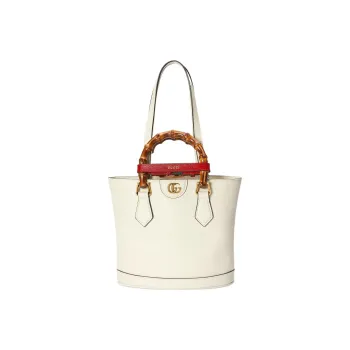 GUCCI Diana Leather Tote Bag Shopping Bag Handbag Small Size Women's White