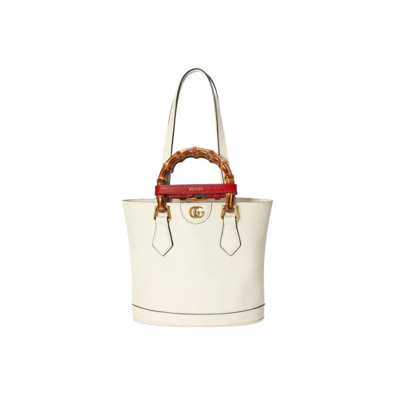 GUCCI Diana Leather Tote Bag Shopping Bag Handbag Small Size Women's White-0