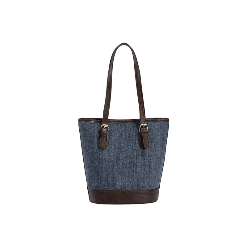 JANE KLAIN Denim Tote Bag, Shopping Bag, Shoulder Bag Regular Women's Light Blue/Dark Blue-0