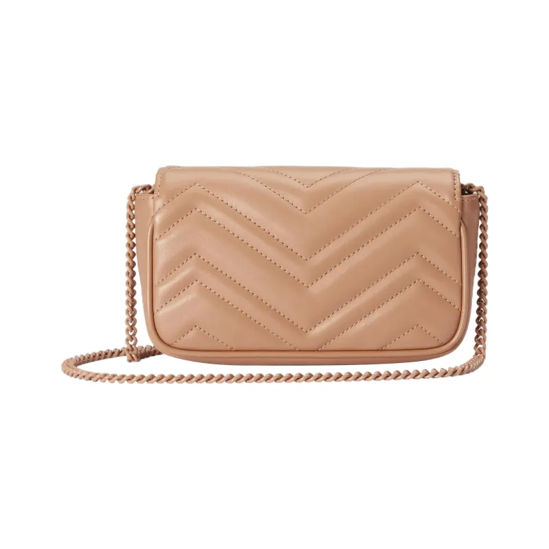 GUCCI GG Marmont Leather Shoulder Bag, Crossbody Bag Women's Pink-3