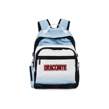 DRACONITE Polyester Student Backpack Backpack Multi-Compartment Backpack Unisex Cerulean White