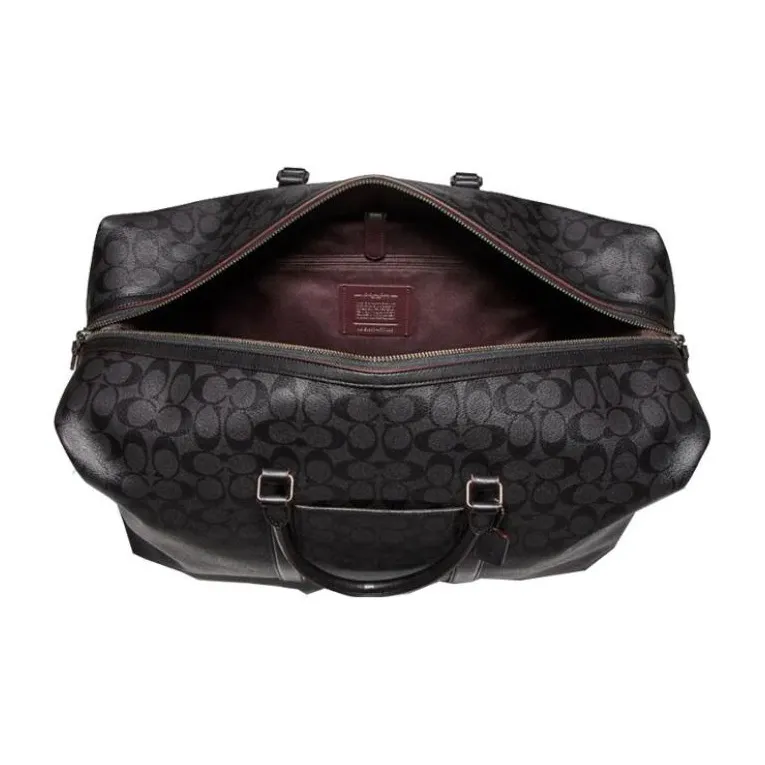 COACH Trekker Canvas With Leather Handbag, Crossbody Bag, Travel Bag Tubas Men's Black Gray-2