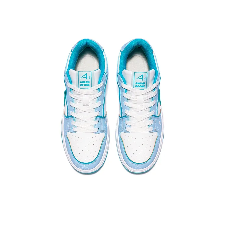 A1 Blue And White Porcelain Coverage Abrasion Resistant Height Increasing Low Top Skateboard Shoes Unisex-3