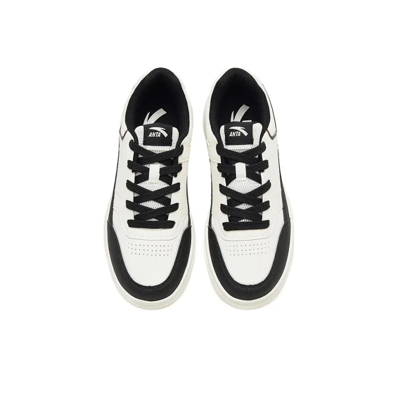 Anta Anti Slip Wear Resistant Low Top Skateboard Shoes Women's Black White-1