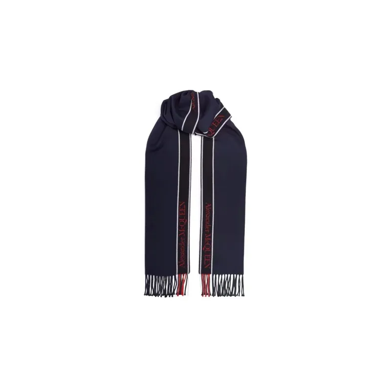 Alexander McQueen Knit Scarves Unisex Blue-0