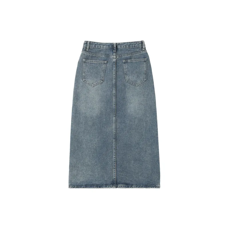 EIDOLON GRAIN Denim Long Skirt Women's Vintage Blue-1
