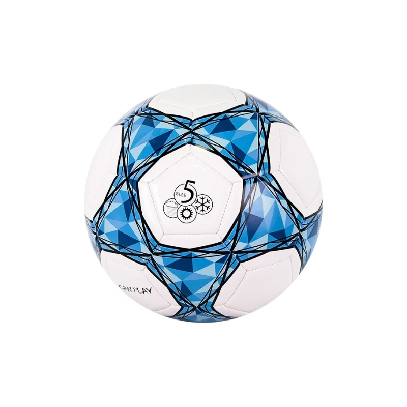 PEAK Size 54 Size Soccer PVC Machine Stitched Soccer Ball Unisex Blue White-1