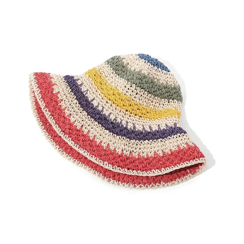 Clect Sun Protection Hats Women's Rainbow Beach Straw Woven Hat-1