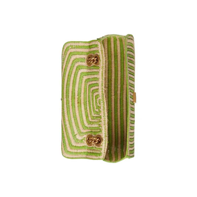 GUCCI GG Marmont Woven Straw Portable Crossbody Bag, Shoulder Bag Women's Light Green-5
