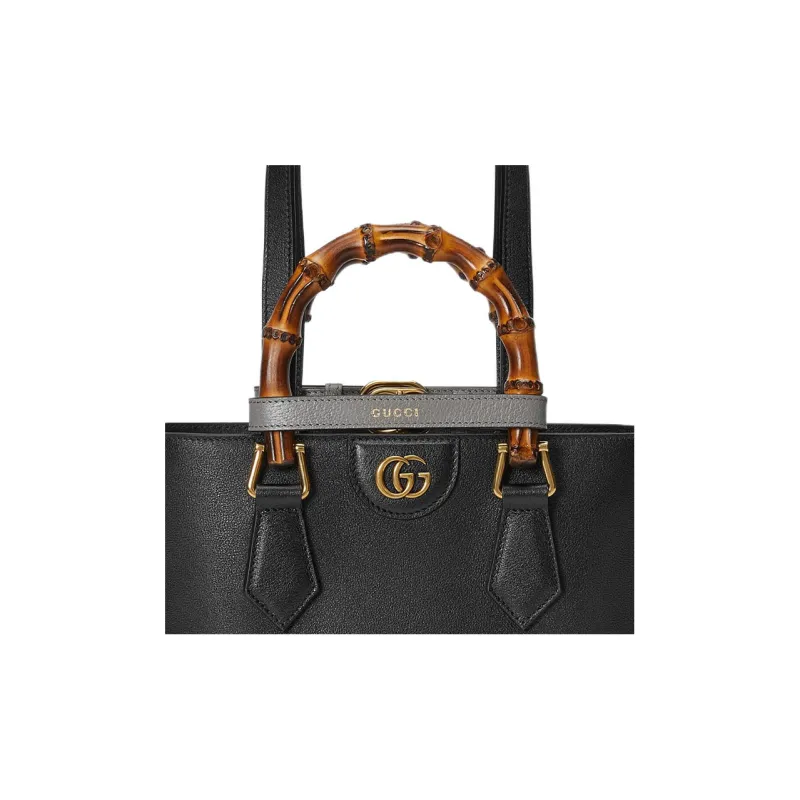 GUCCI Diana Leather Tote Bag Shopping Bag Handbag Small Size Women's Black-8