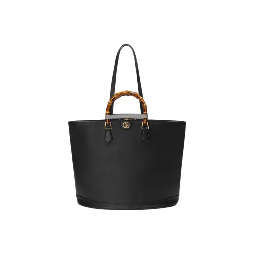 GUCCI Diana Leather Tote Bag Shopping Bag Shoulder Bag Handbag Large Size Women's Black