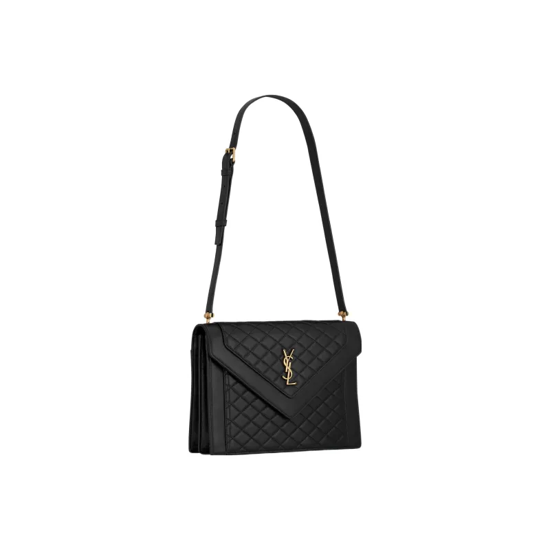SAINT LAURENT GABY Lambskin Envelope Bag, Shoulder Bag, Crossbody Bag, Handbag Women's Black-1