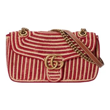 GUCCI GG Marmont Woven Straw Portable Crossbody Bag, Shoulder Bag Women's