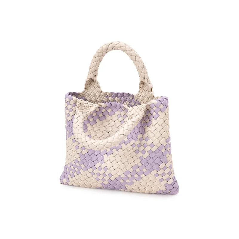 VENOF Cow Leather Handbag Medium Size Women's Don't Be Anxious Banana Green/Exotic Viola Purple-19