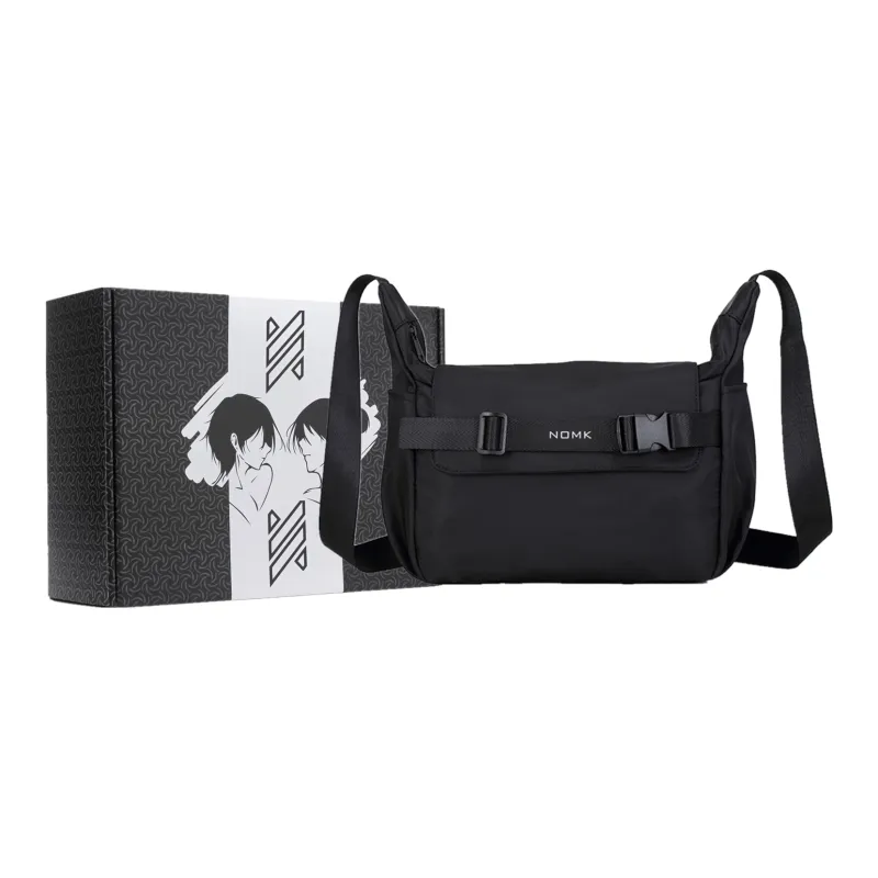 NOMK Oxford Shoulder Bag, Crossbody Bag Regular Unisex Black-5