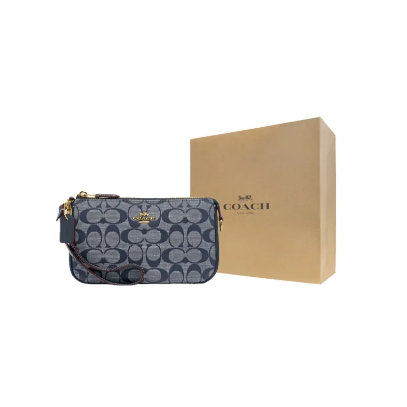 COACH Nolita Jacquard Fabric Bonded Cow Split Leather Handbag Shoulder Bag Women's Denim Blue-7