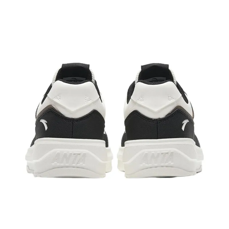 Anta Anti Slip Wear Resistant Low Top Skateboard Shoes Women's Black White-2