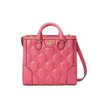 GUCCI GG Matelassé Leather Tote Crossbody Bags Handbags Mini Women's Pink
