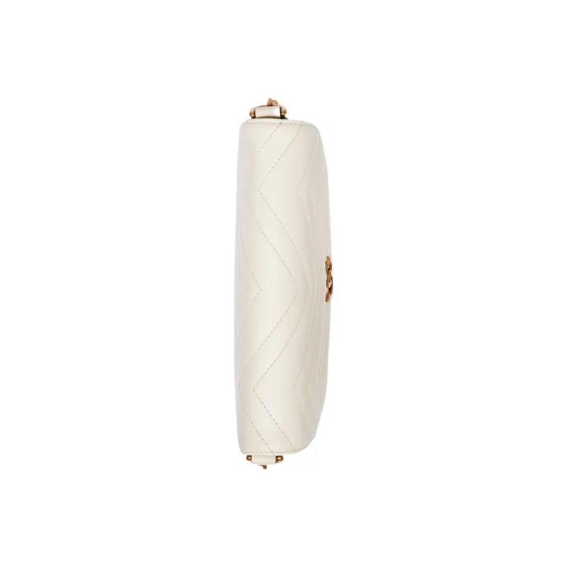 GUCCI Marmont Leather Shoulder Bag Crossbody Bag Mini Women's White-5