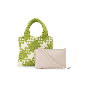 VENOF Cow Leather Handbag Medium Size Women's Don't Be Anxious Banana Green/Exotic Viola Purple