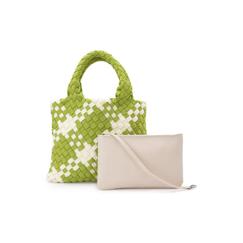 VENOF Cow Leather Handbag Medium Size Women's Don't Be Anxious Banana Green/Exotic Viola Purple-0