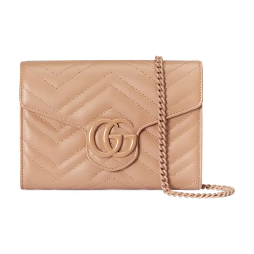GUCCI GG Marmont Leather Shoulder Bag, Crossbody Bag Mini Women's Beige
