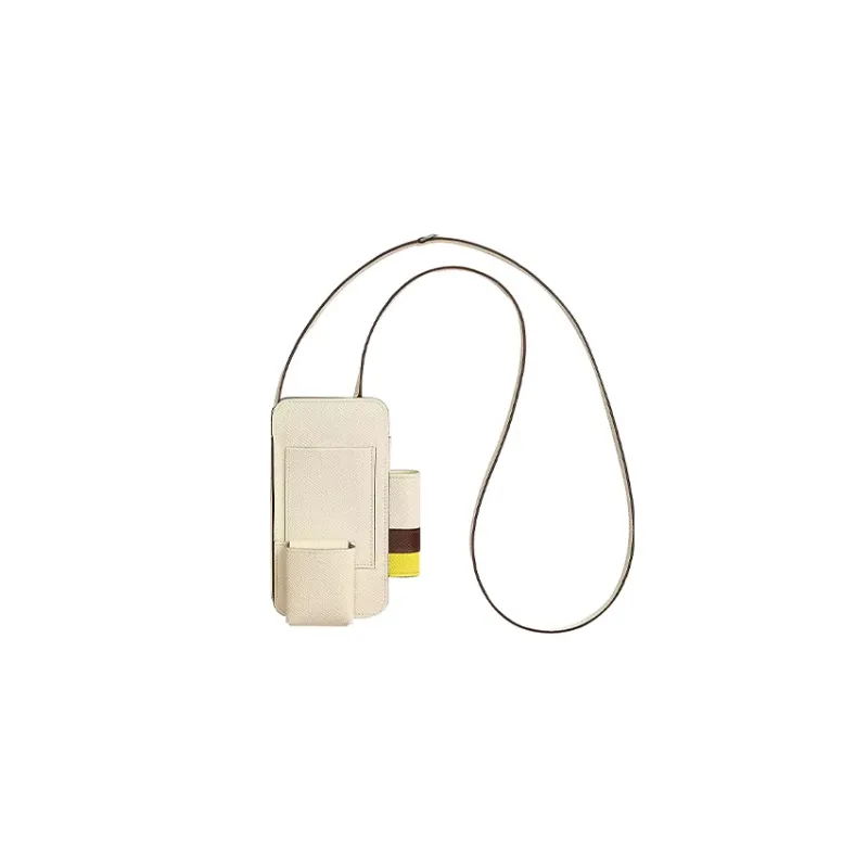 HERMES Hermèsway Epsom Calfskin Cell Phone Pouch Unisex Cream White-1