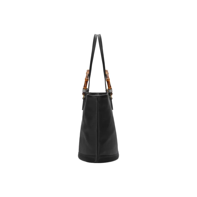 GUCCI Diana Leather Tote Bag Shopping Bag Shoulder Bag Handbag Large Size Women's Black-4
