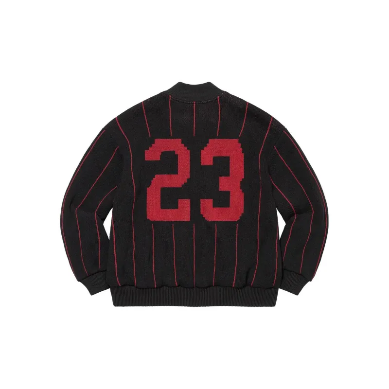 Supreme Pinstripe Varsity Zip Up Sweater-2