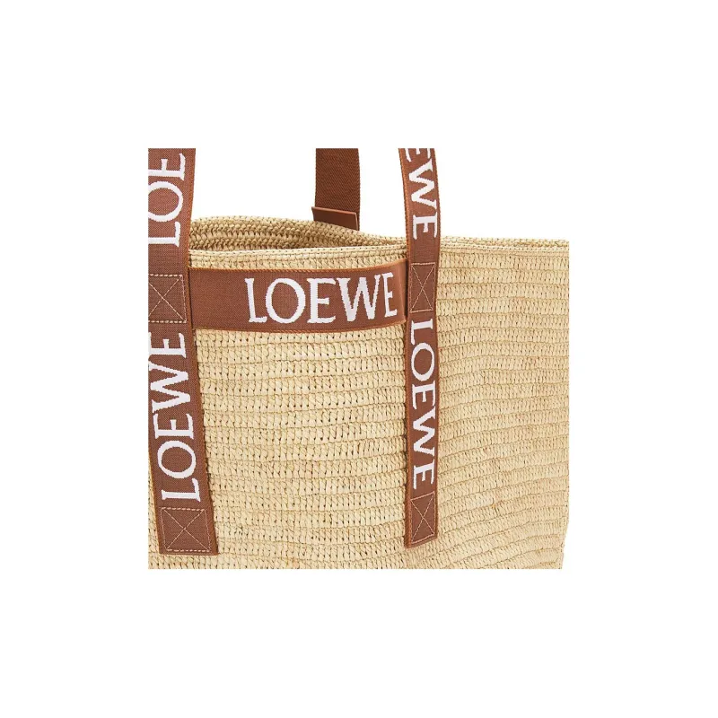 LOEWE Fold Shopper In Raffia Natural/Tan-5