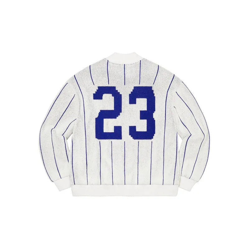 Supreme Pinstripe Varsity Zip Up Sweater-5