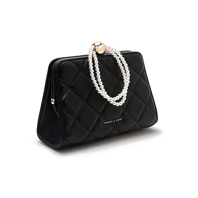 CHARLES&KEITH Fabric Silicone Handbag Medium Size Women's Black-5