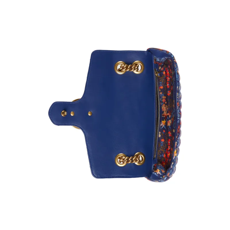 GUCCI Marmont Cotton Handbag, Shoulder Bag, Crossbody Bag Small Size Women's Blue-5
