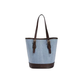 JANE KLAIN Denim Tote Bag Shopping Bag Shoulder Bag Women's Light Blue/Dark Blue