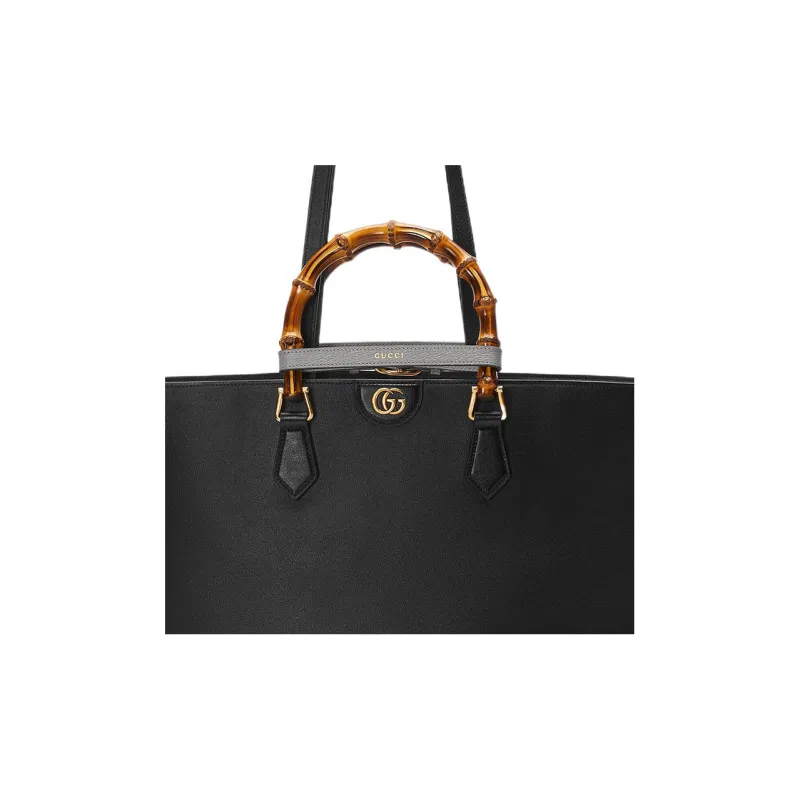 GUCCI Diana Leather Tote Bag Shopping Bag Shoulder Bag Handbag Large Size Women's Black-8