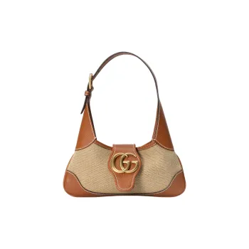 GUCCI Aphrodite Leather With Cotton Canvas Shoulder Bag, Pochette, Handbag, Shoulder Bag Women's