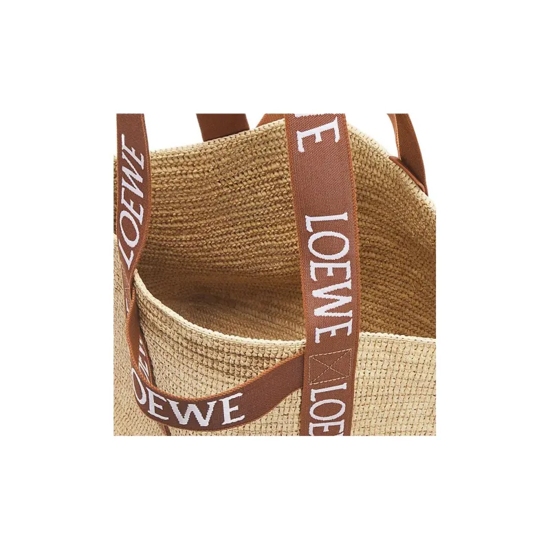 LOEWE Fold Shopper In Raffia Natural/Tan-4