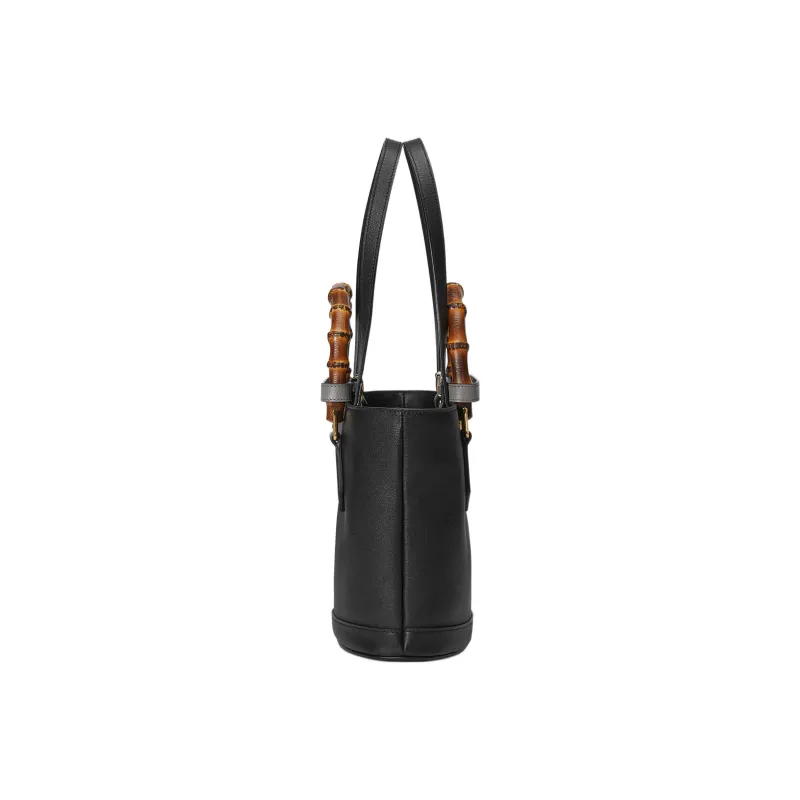 GUCCI Diana Leather Tote Bag Shopping Bag Handbag Small Size Women's Black-4