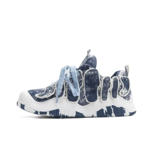 Jifffly Skateboard Shoes Unisex Low-Top Tie-Dye Indigo